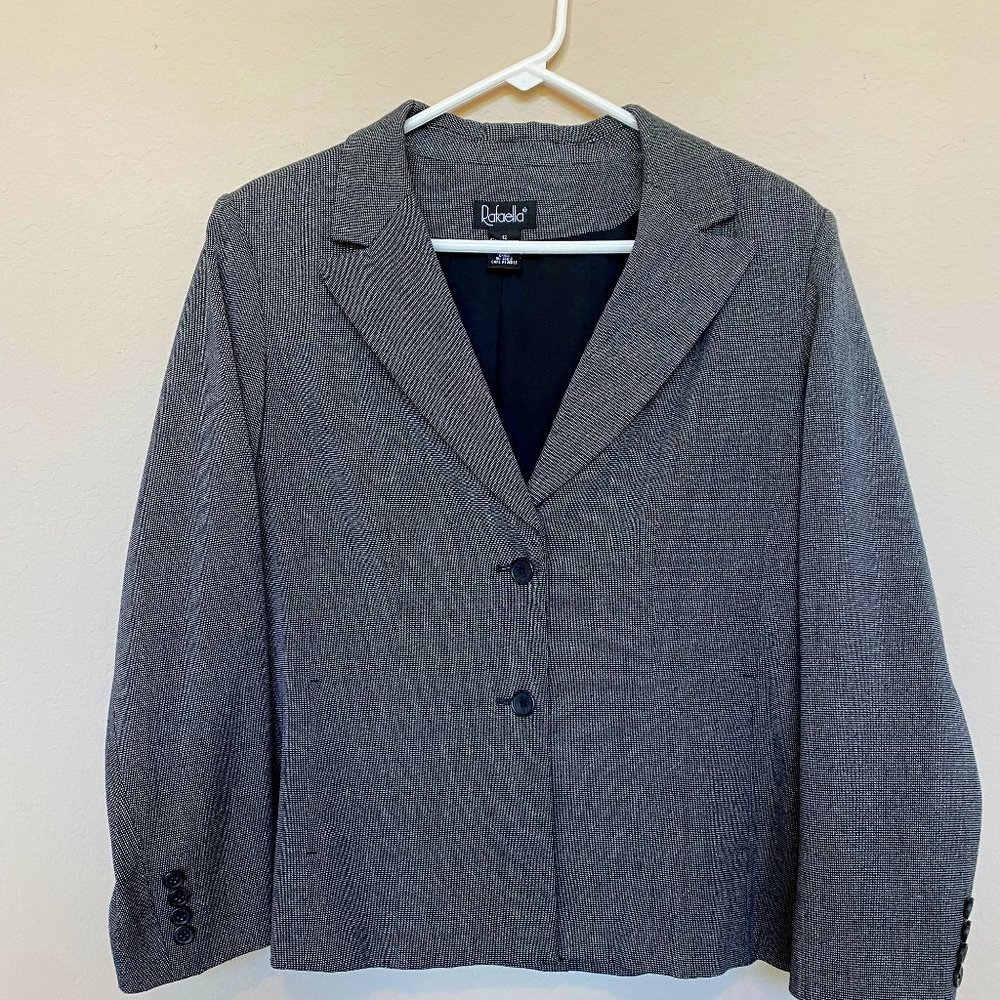 Raefella Ladies Blazer / Jacket Gray and Black Size 12